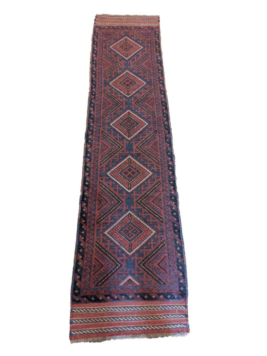 60 x 260 cm Afghan Mushwani Tribal Red Rug - Rugoutlet