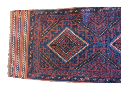 60 x 260 cm Afghan Mushwani Tribal Red Rug - Rugoutlet