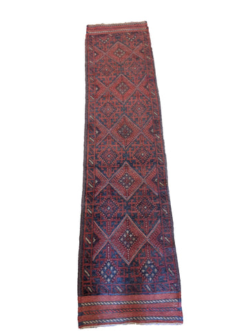 60 x 262 cm Afghan Mushwani Tribal Red Rug - Rugoutlet
