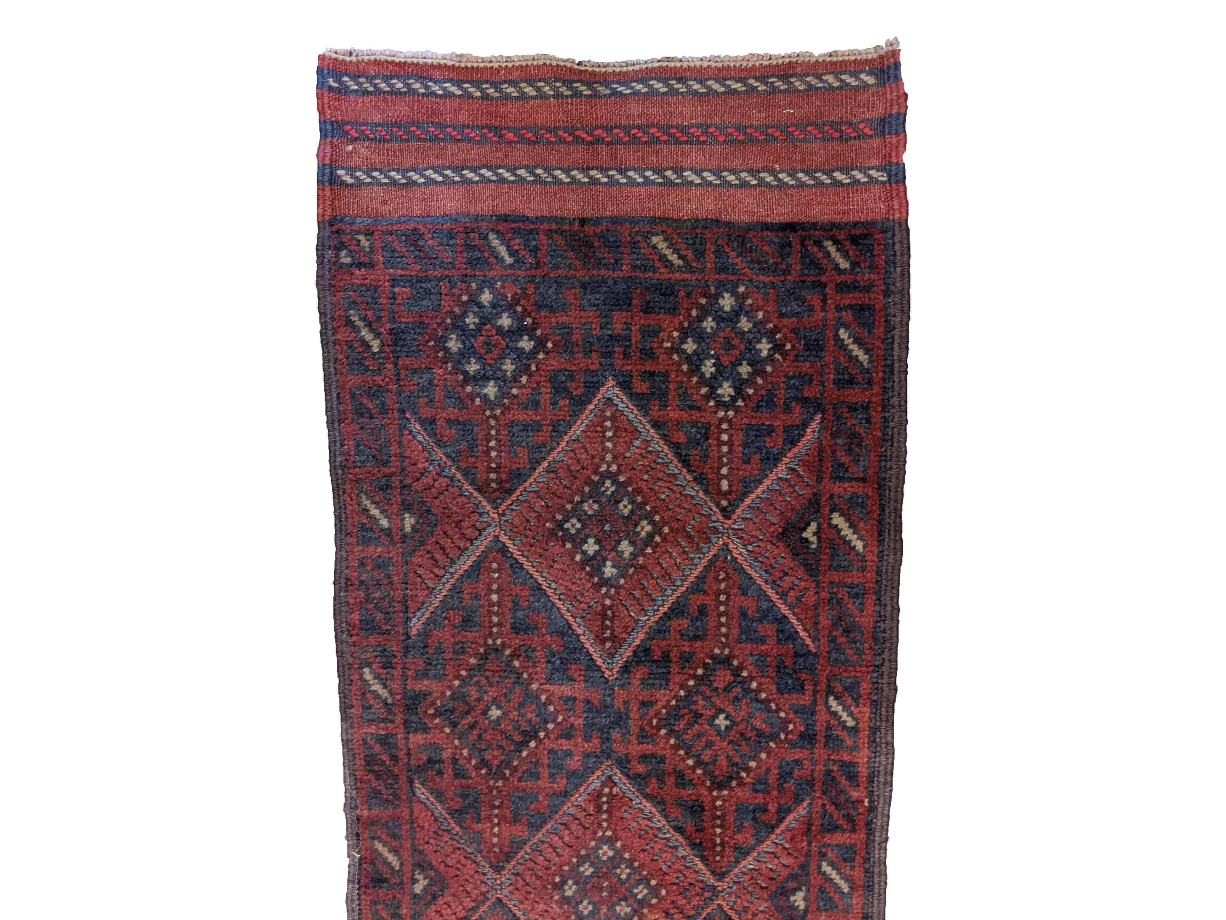 60 x 262 cm Afghan Mushwani Tribal Red Rug - Rugmaster