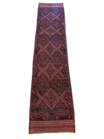 60 x 262 cm Afghan Mushwani Tribal Red Rug - Rugoutlet