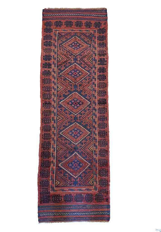 60 x 286 cm Afghan Mushwani Tribal Red Rug - Rugmaster