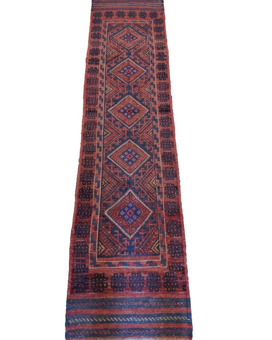 60 x 286 cm Afghan Mushwani Tribal Red Rug - Rugoutlet