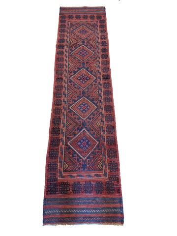60 x 286 cm Afghan Mushwani Tribal Red Rug - Rugoutlet