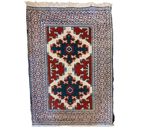 61 x 88 cm Turkaman Tribal Beige Small Rug - Rugoutlet