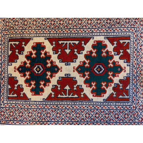 61 x 88 cm Turkaman Tribal Beige Small Rug - Rugoutlet