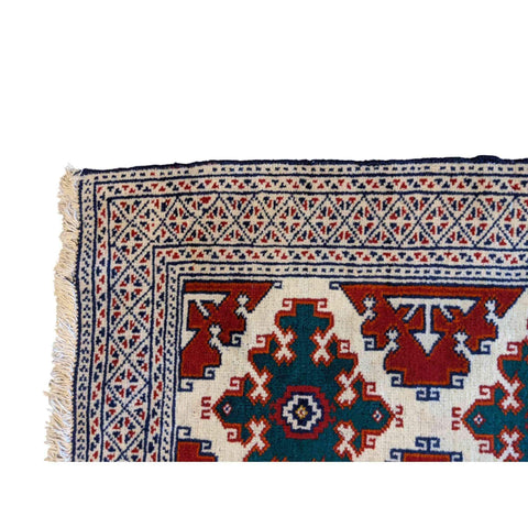 61 x 88 cm Turkaman Tribal Beige Small Rug - Rugmaster