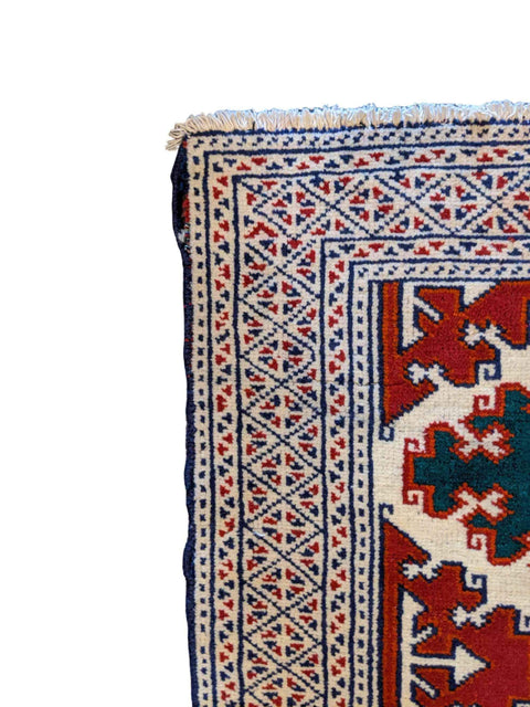 61 x 88 cm Turkaman Tribal Beige Small Rug - Rugmaster