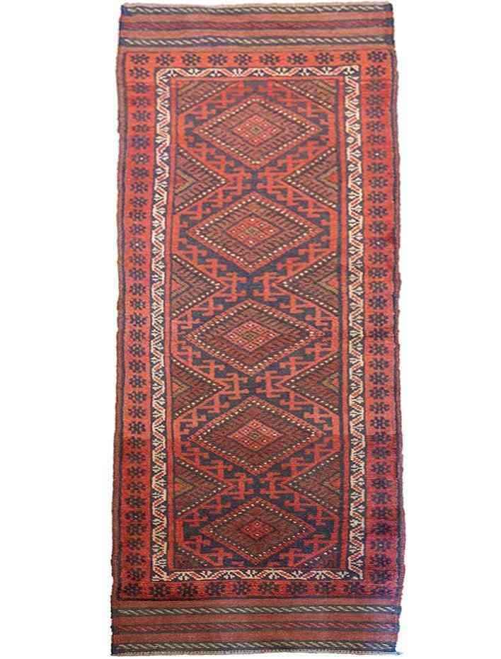 64 x 250 cm Afghan Mashwani Tribal Red Rug - Rugoutlet