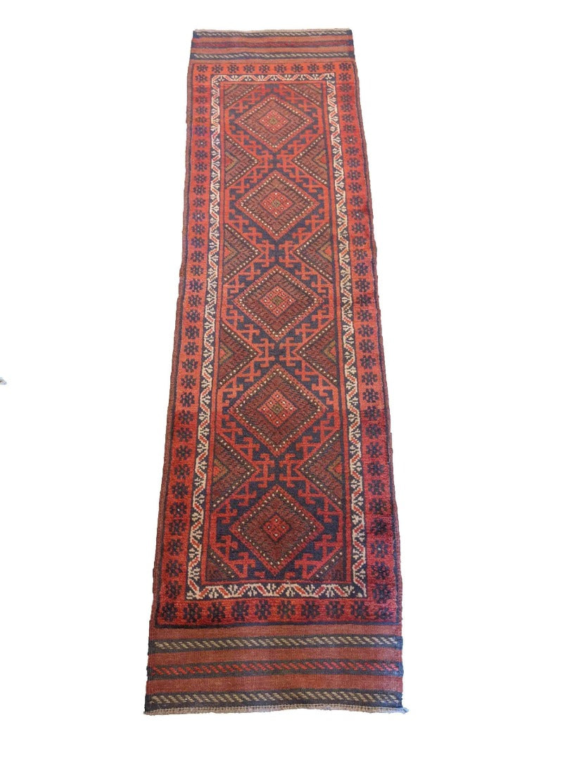 64 x 250 cm Afghan Mashwani Tribal Red Rug - Rugoutlet