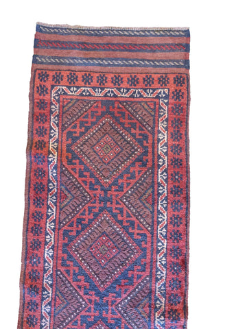 64 x 250 cm Afghan Mashwani Tribal Red Rug - Rugoutlet