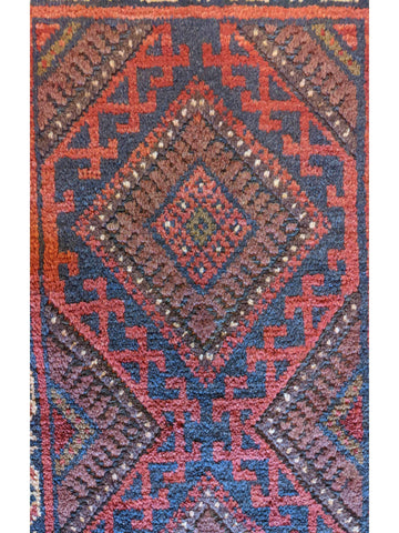 64 x 250 cm Afghan Mashwani Tribal Red Rug - Rugoutlet