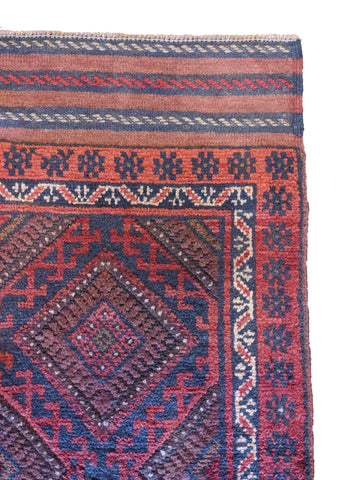 64 x 250 cm Afghan Mashwani Tribal Red Rug - Rugoutlet