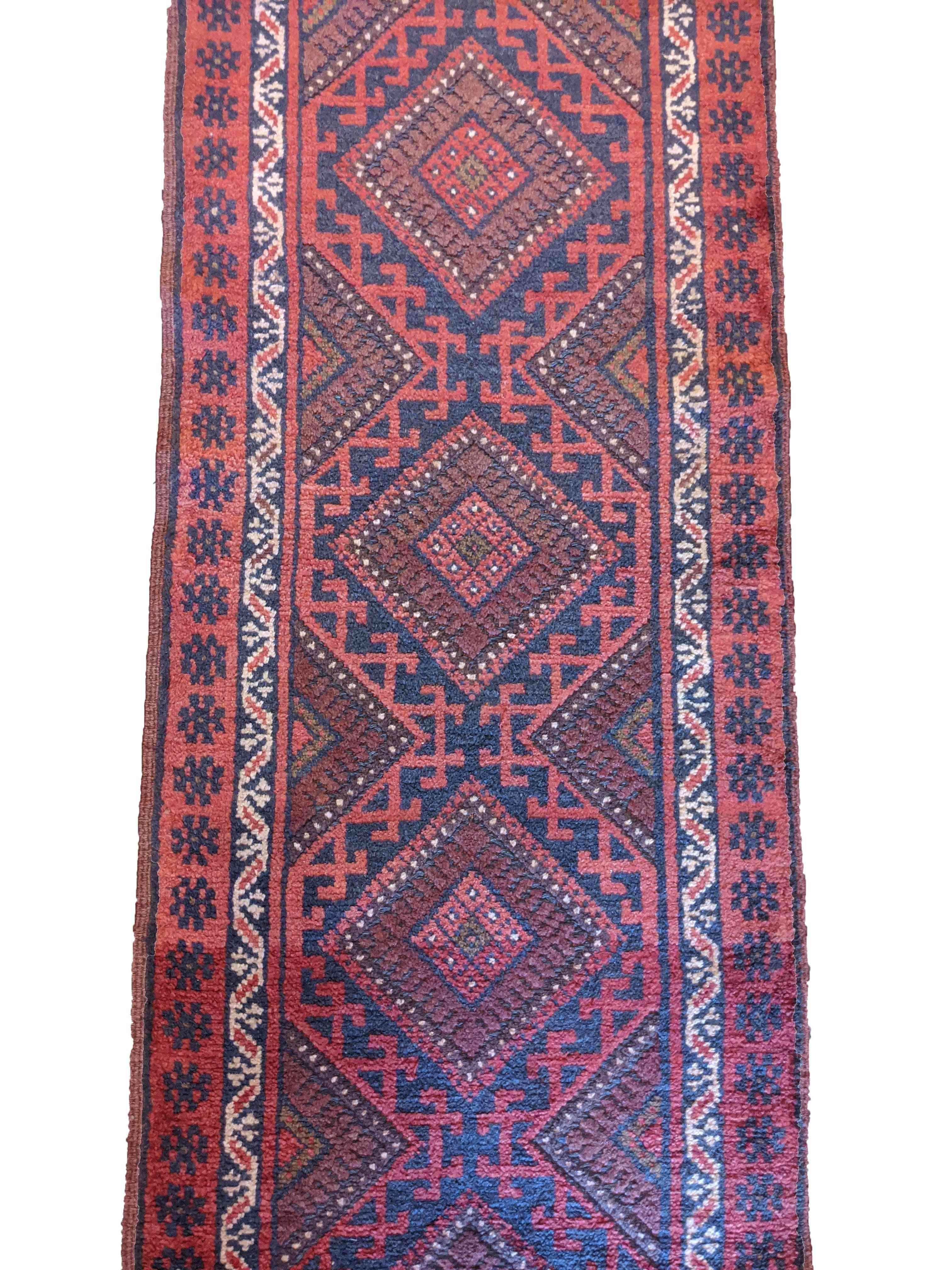 64 x 250 cm Afghan Mashwani Tribal Red Rug - Rugmaster