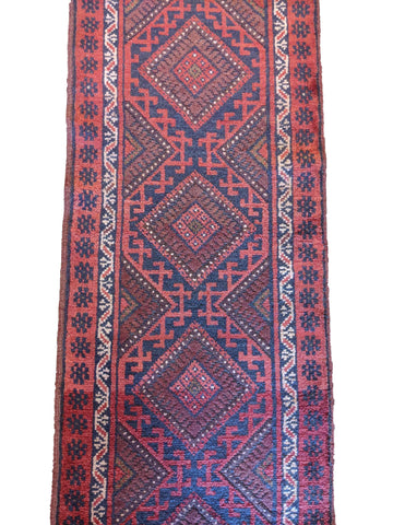 64 x 250 cm Afghan Mashwani Tribal Red Rug - Rugoutlet