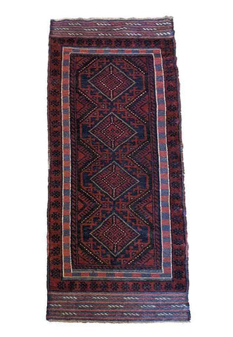 64 x 254 cm Afghan Mushwani Tribal Red Rug - Rugoutlet