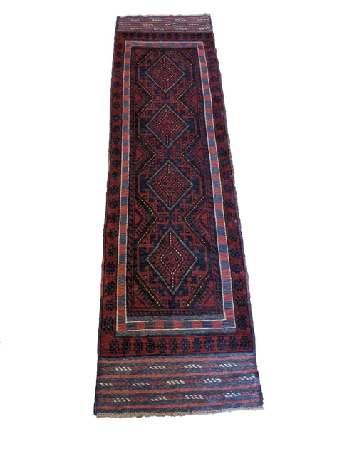 64 x 254 cm Afghan Mushwani Tribal Red Rug - Rugoutlet