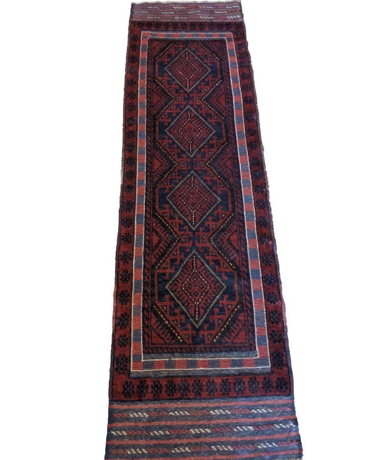 64 x 254 cm Afghan Mushwani Tribal Red Rug - Rugoutlet