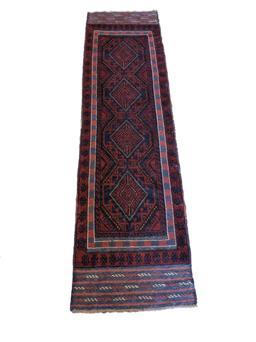 64 x 254 cm Afghan Mushwani Tribal Red Rug - Rugoutlet