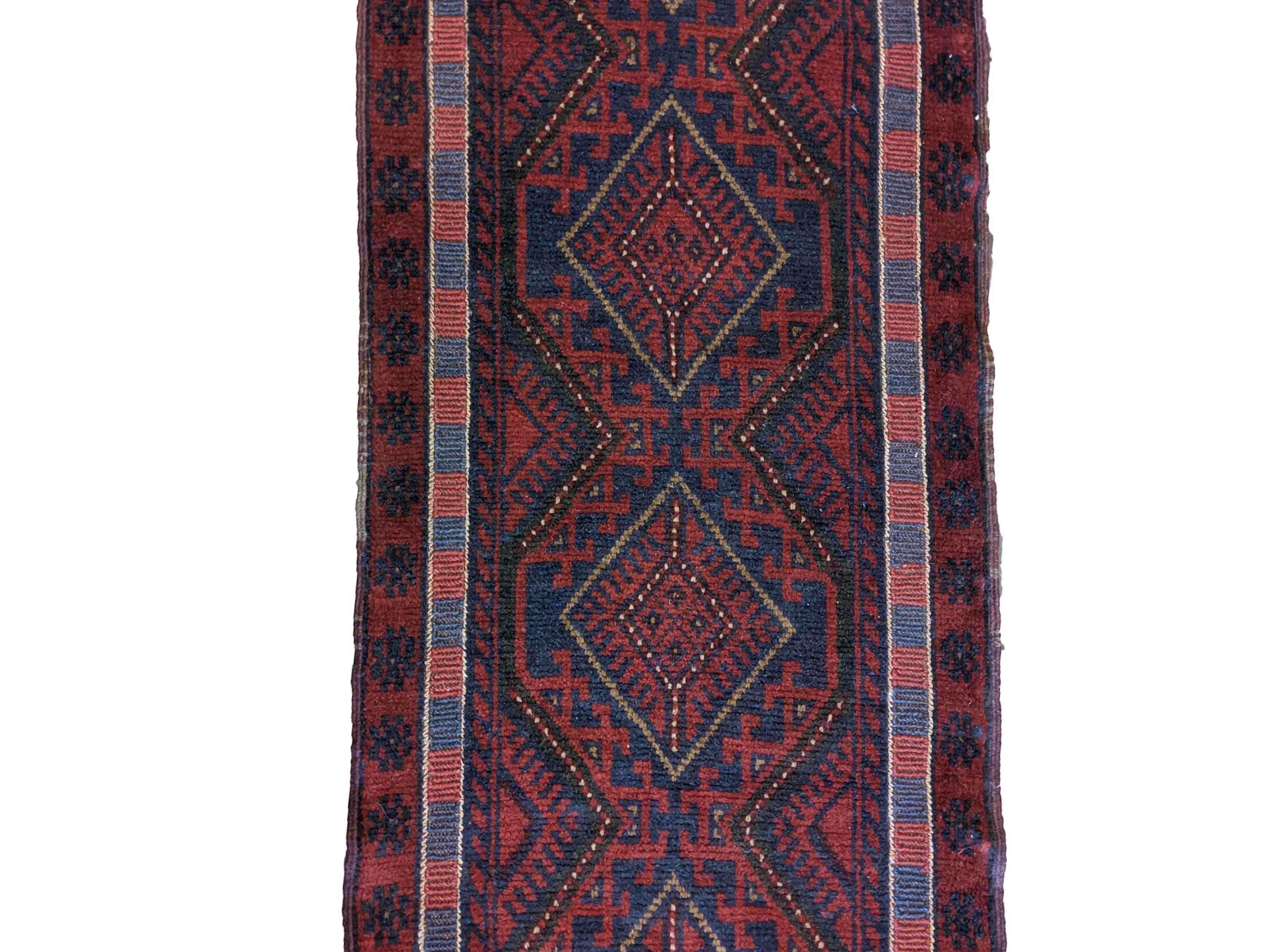 64 x 254 cm Afghan Mushwani Tribal Red Rug - Rugmaster