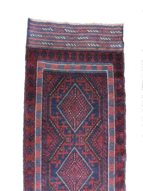 64 x 254 cm Afghan Mushwani Tribal Red Rug - Rugoutlet