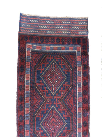 64 x 254 cm Afghan Mushwani Tribal Red Rug - Rugoutlet