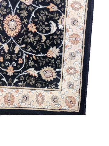 67 x 200 cm kashan powerloom Traditional Black Rug - Rugoutlet