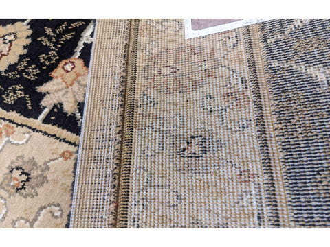 67 x 200 cm kashan powerloom Traditional Black Rug - Rugoutlet