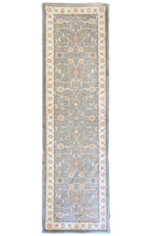 67 x 240 cm kashan powerloom Traditional Green Rug - Rugoutlet