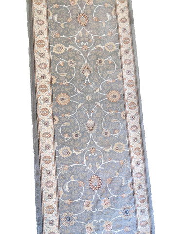 67 x 240 cm kashan powerloom Traditional Green Rug - Rugoutlet