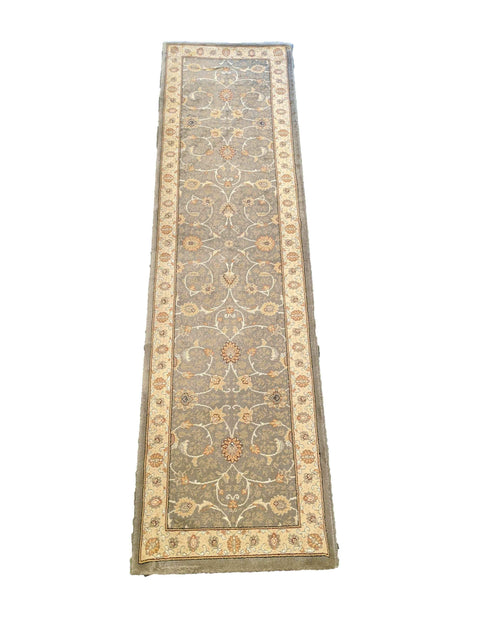 67 x 240 cm kashan powerloom Traditional Green Rug - Rugoutlet