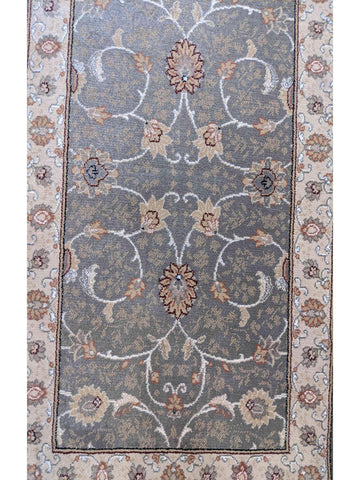 67 x 240 cm kashan powerloom Traditional Green Rug - Rugoutlet