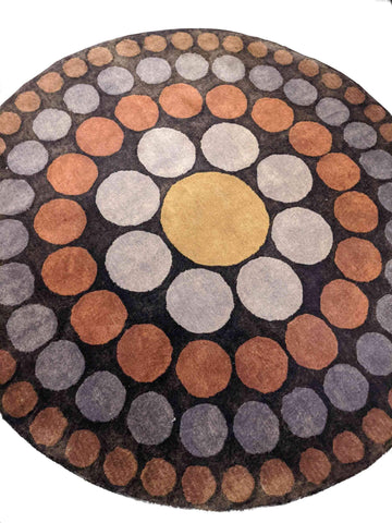 134 x 134 cm Contemorary Handtufted Round Brown Rug - Rugoutlet