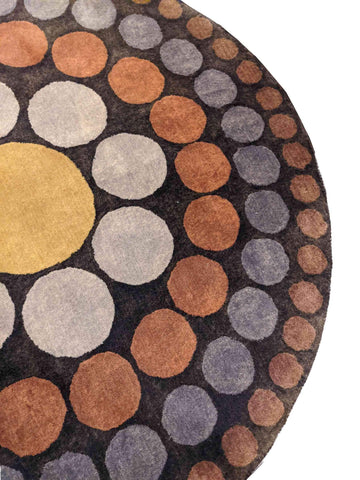 67 x 67 cm handtufted Round Black Black Small Rug - Rugmaster