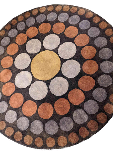 67 x 67 cm handtufted Round Black Black Small Rug - Rugmaster