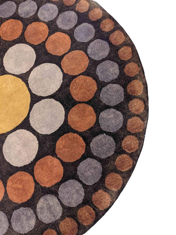67 x 67 cm handtufted Round Black Black Small Rug - Rugmaster
