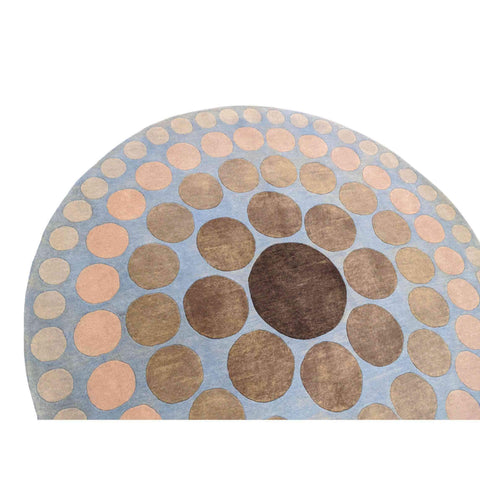 67 x 67 cm handtufted Round Blue Blue Small Rug - Rugmaster