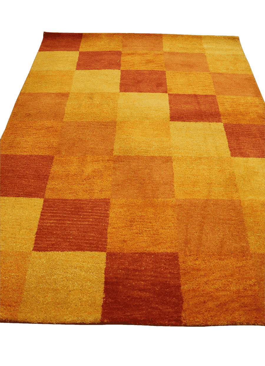 201 x 143 cm Gabbeh Tribal Wool Rug Hand-Knotted Yellow Colour - Rugoutlet