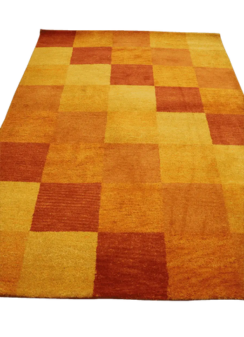 201 x 143 cm Gabbeh Tribal Wool Rug Hand-Knotted Yellow Colour - Rugoutlet