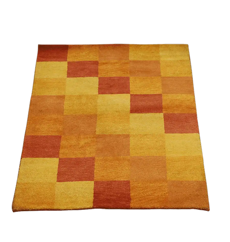 201 x 143 cm Gabbeh Tribal Wool Rug Hand-Knotted Yellow Colour - Rugoutlet