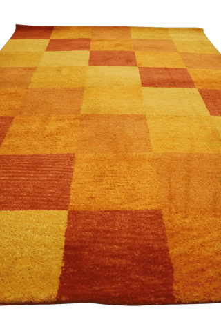 201 x 143 cm Gabbeh Tribal Wool Rug Hand-Knotted Yellow Colour - Rugoutlet