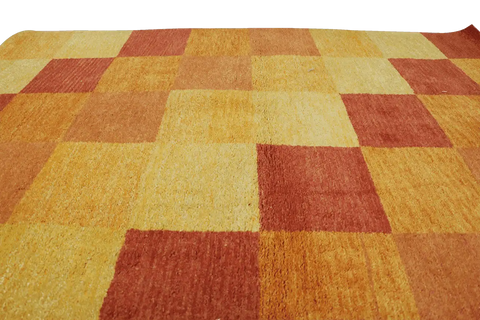 201 x 143 cm Gabbeh Tribal Wool Rug Hand-Knotted Yellow Colour - Rugoutlet