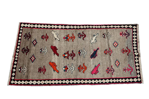 209x108 cm Persian Qashqai Wool Rug Handmade Beige - Rugoutlet