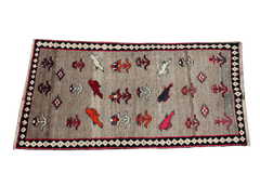 209x108 cm Persian Qashqai Wool Rug Handmade Beige - Rugoutlet