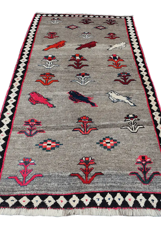 209x108 cm Persian Qashqai Wool Rug Handmade Beige - Rugoutlet