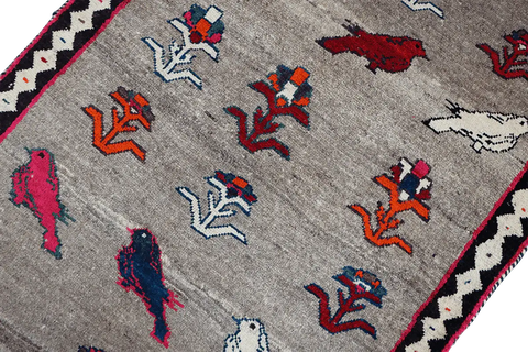 209x108 cm Persian Qashqai Wool Rug Handmade Beige - Rugoutlet
