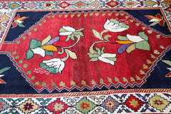 160x100 cm Persian Qashqai Tribal Wool Rug Handmade Red Blue - Rugoutlet