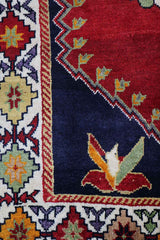 160x100 cm Persian Qashqai Tribal Wool Rug Handmade Red Blue - Rugoutlet