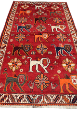 197x110 cm Persian Qashqai Tribal Wool Rug Hand Knotted Red - Rugoutlet