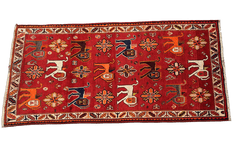 197x110 cm Persian Qashqai Tribal Wool Rug Hand Knotted Red - Rugoutlet